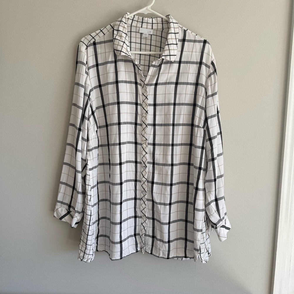 J Jill Plaid Button-Up lightweight blouse